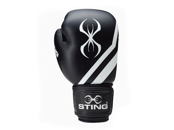 Sting Boxing Orion Leather Sparring Gloves Black White Velcro